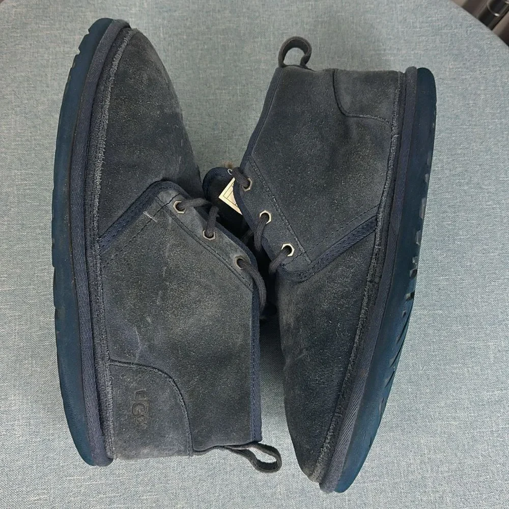 UGG Navy Blue Neumel Suede Chukka Boots Charcoal Sherpa Lined Size 10